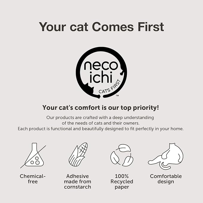 Necoichi Cardboard Cat Scratcher Bed for Indoor Cats - Cat Scratching Board, Horizontal Cat Scratch Pad Lounger with Reversible Usability and Extra Comfort for Lounge, Curved (23" Large, Dark Cherry)