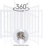 LZRS 6-Panel Extra-Wide Freestanding Wooden Dog Gate Indoor – 24”High Foldable Safety Pet Barrier for Doorways, Hallways, Kitchens, and Long Staircases, Durable Design fit Small to Medium Dogs, White