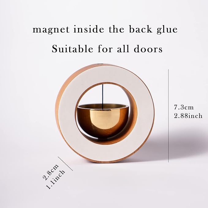 Magnetic Shopkeepers Bell for Door Opening,Golden Silk Wood Door Chimes When Door Opens,Doorbell Chime,Office Ornaments Decoration for Entrance, Fridge Sticker and Barn Door Housewarming Gift