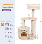 33-in Heavy-Duty Cat Tree for Large Cats, Multi-Level Tower with Sisal Scratching Posts, Plush Perch, Hammock & Condo Anti-Tip Design