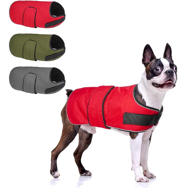 BEAUTYZOO Dog Winter Coat for Medium Dogs Waterproof, Warm Reflective Great Dane Oxford Canvas Jacket, Fleece Dog Cold Weather Coats Windproof for Female Male Dogs, Red M