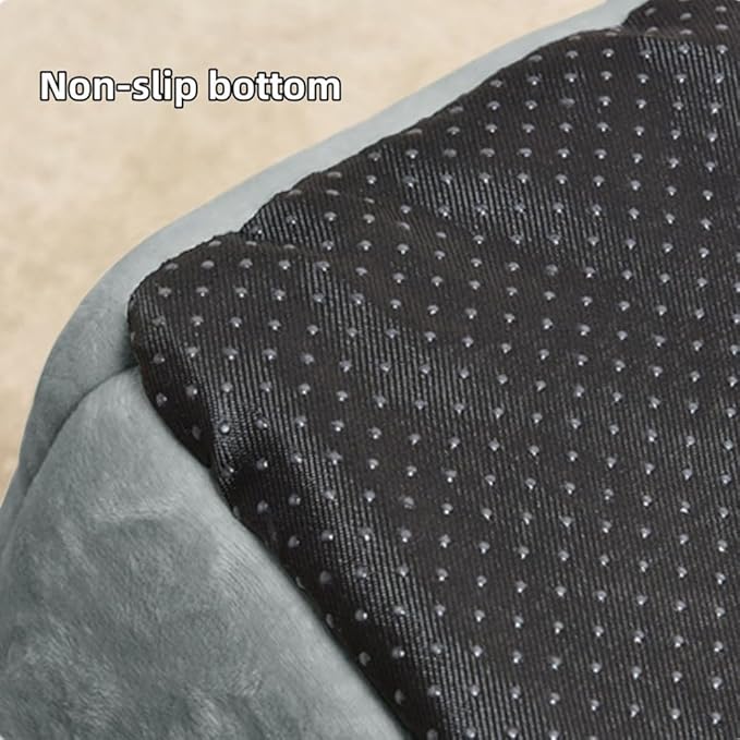 SEAHOME Dog House Kennel Bed Mat for Indoor Pets,Enclosed Warm Plush Sleeping Nest Bed with Removable Cushion,Covered Small Pet Condos Indoor Cat Hideaway (S, Grey)