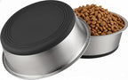 Deep Stainless Steel Non-Skid Dog and Food Bowls, Each Holds Up to 4 Cups, Set of 2 Packs(6.9 x 2.2 Inches)
