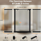40.55" Extra Tall Dog Gate for Doorways Stairs, 57.5-60.2 in Extra Wide Baby Gate Walk Thru, Pressure Mounted Tall Pet Gates No Drill, Large Doggie Gates with Door, Auto Close Indoor, Black