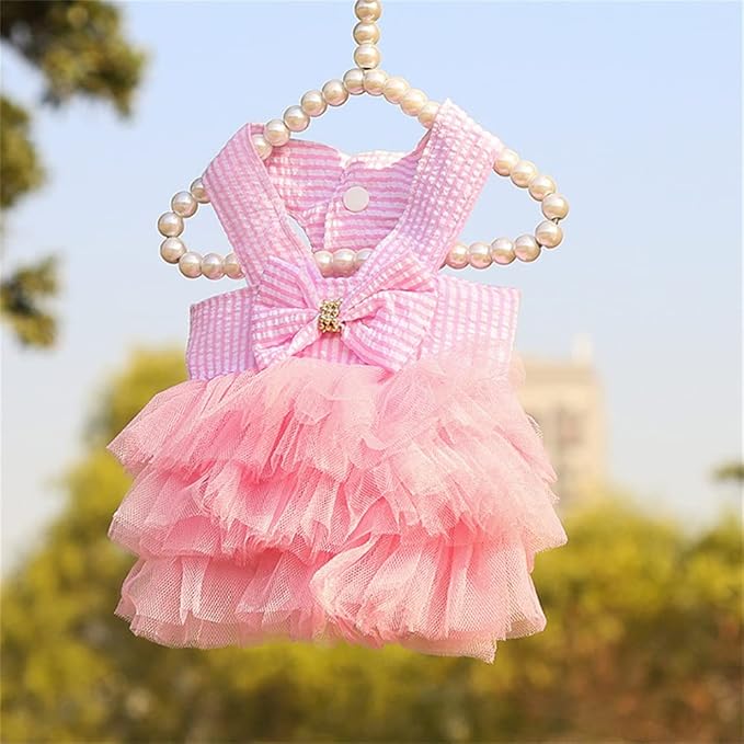 Dog Dresses, Fashion Pet Dog Clothes, Striped Mesh Puppy Dogs Princess Dresses (Purple/Pink(4pack), Large)