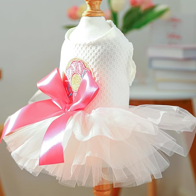 Furbabycare® Elegant Sweet Easter Puppy Dog Blingbling Princess Skirt Pet Dog Lace Cake Camisole Tutu Dress C-Doughnut X-Small