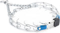Herm Sprenger Chrome Plated Steel Dog Collar with Quick Release ClicLock Buckle and Biothane Insert Training Collar for Dogs Made in Germany (Cerulean Blue, 23in x 3.2mm(Neck Size up to19-20in))