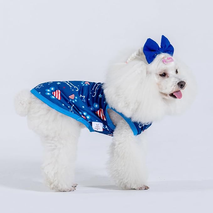 CuteBone 4th of July Dog Shirts 2-Pack Soft Pet Clothes Breathable Summer Vest for Small Puppy and Stretchy Cat Apparel 2BX17XL