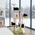 Stylish Cat Tree Tower with Sisal Scratching Posts, Cozy Condo, and Plush Perches for Climbing, Resting, and Play (Pink + Cotton + Particle Board + Velvet)