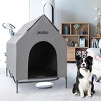48" XL Outdoor Dog House – Weatherproof Elevated Pet Shelter, Breathable Mesh & Steel Frame, Easy to Assemble & Clean, Large Dog Houses for All Seasons (Grey)