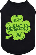 Fitwarm Happy St. Patrick's Day Dog Clothes, Summer Pet Cat Outfit for Small Dogs & Cats - Breathable Cotton T-Shirt, Black & Green, Small