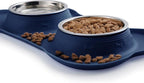 Hubulk Pet Dog Bowls 2 Stainless Steel Dog Bowl with No Spill Non-Skid Silicone Mat + Pet Food Scoop Water and Food Feeder Bowls for Feeding Small Medium Large Dogs Cats Puppies (Medium, Navy Blue)