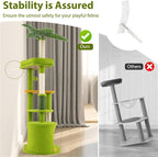 48" Cat Tree with Tropical Leaf Design – Self-Groomer, Scratching Posts & Space-Saving Tower