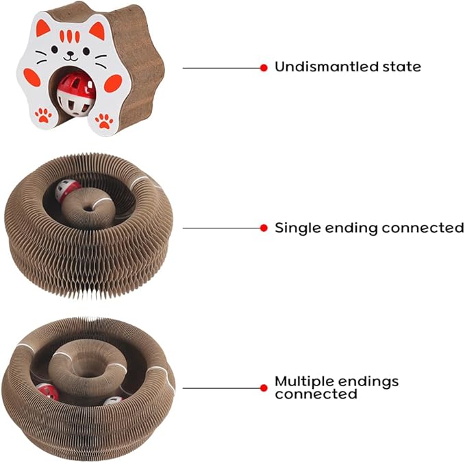 Magic Organ Cat Scratcher Board Cat Ball Adventure The Ultimate Interactive Mental Physical Exercise for Indoor Cats Toy (White and Orange, 2PCS)