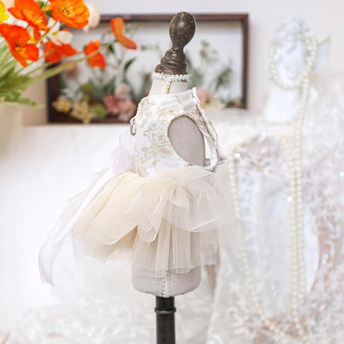 Fashion Sweet Puppy Dog Blingbling Princess Skirt Pet Dog Lace Cake Camisole Tutu Dress E-White XL