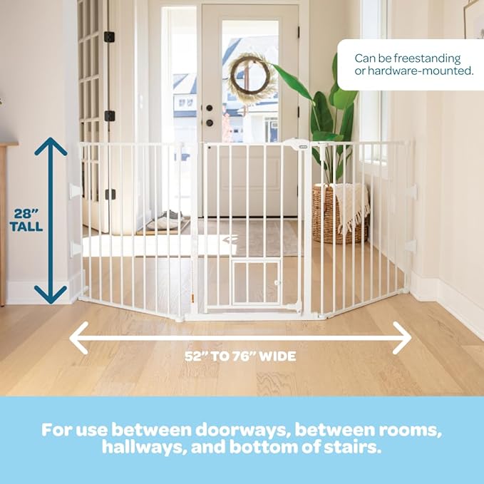 Carlson 76 Inch Wide Flexi Configurable Walk Through Pet Gate,Off-white