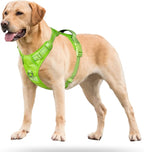 PoyPet No Pull Dog Harness, No Choke Reflective Dog Vest, Adjustable Pet Harnesses with 2 Leash Attachments with Easy Control Padded Handle for Small Medium Large Dogs(Green Matching Trim,M)