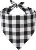 Dog Bandanas 1 Pack; Cotton Linen Black Checkered Bandana for Large Dogs; Soft Breathable Dog Accessories; Classic Dog Apparel & Accessories