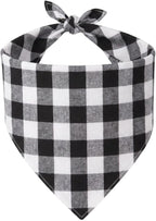Dog Bandanas 1 Pack; Cotton Linen Black Checkered Bandana for Large Dogs; Soft Breathable Dog Accessories; Classic Dog Apparel & Accessories