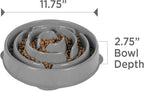 Outward Hound Fun Feeder Slo Bowl – Large 4‑Cup Capacity, Slow Feeding, Medium to Large Dogs, Non‑Slip, Gray, Drop Pattern