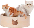 Necoichi Cat-Headed Scratcher Bed (Birch, Large) | Cardboard Cat Scratcher Bowls for Indoor Cats - Cat Scratching Board, Cat Scratch Pad Lounger with Reversible Usability and Extra Comfort for Lounge