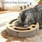 YUNIQUE Scratching Pad Ball Track Cat Toy for Indoor Cats,Round Busy Box Scratcher with Bell Ball