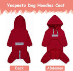 Dog Hoodies Winter Coat for Large Medium Dogs, Pullover 10 Legs Warm Coat Hooded Sweatshirt, Fleece Hoodie for Cold Weather (Red, 5X-Large)