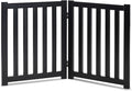 LZRS 2-Panel Wooden Free Standing Foldable Dog Gate Indoor – Solid Hardwood 24" High, Step-Over Safety Pet Gate for Doorways, Stairs & Small Spaces - Indoor Use, Black