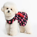 PUPTECK Print Dog Spring Dress Pet Costumes Apparel with Cute Bowtie Puppy Clothes Outfit, Heart, XS