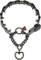 Herm Sprenger NeckTech Sport Dog Training Prong Collar with ClicLock Buckle on The Side No-Pull Collar with Swivel D-Ring Made in Germany (Black Stainless Steel, 19in (Neck Size up to 16in))