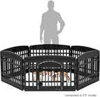 IRIS USA Dog Playpen with Door, 24” 6 Panel Pet Exercise Pen – Indoor Outdoor Puppy Play Pen, Portable Plastic Pet Fence for Small Medium Dogs, Foldable 61” x 61” x 24”, Black