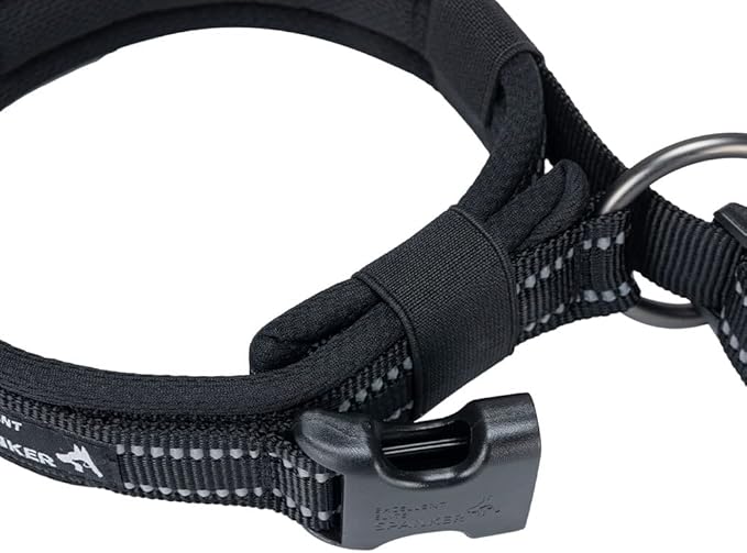 EXCELLENT ELITE SPANKER Reflective Dog Collar Classic Soft Padded Breathable Nylon Adjustable Pet Collar with Quick Release Buckle for Boy Girl Male Female Small Medium Large Dogs Training(Black-S)
