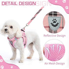 KOOLTAIL Dog Harness for Small Medium Dogs ,Dog Harness and Leash Set, Step in No Pull Soft Mesh Padded Adjustable and Reflective Pet Vest Harness Puppy, Plaid Extra Harness for XS S Dogs, Pink M
