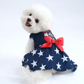 XPUDAC 4th of July Dog Dress Patriotic Clothes Stars Skirt with Bow Independence Day Doggie Outfit Pet Holiday Apparel for Small Dog Girl Cat, XXS