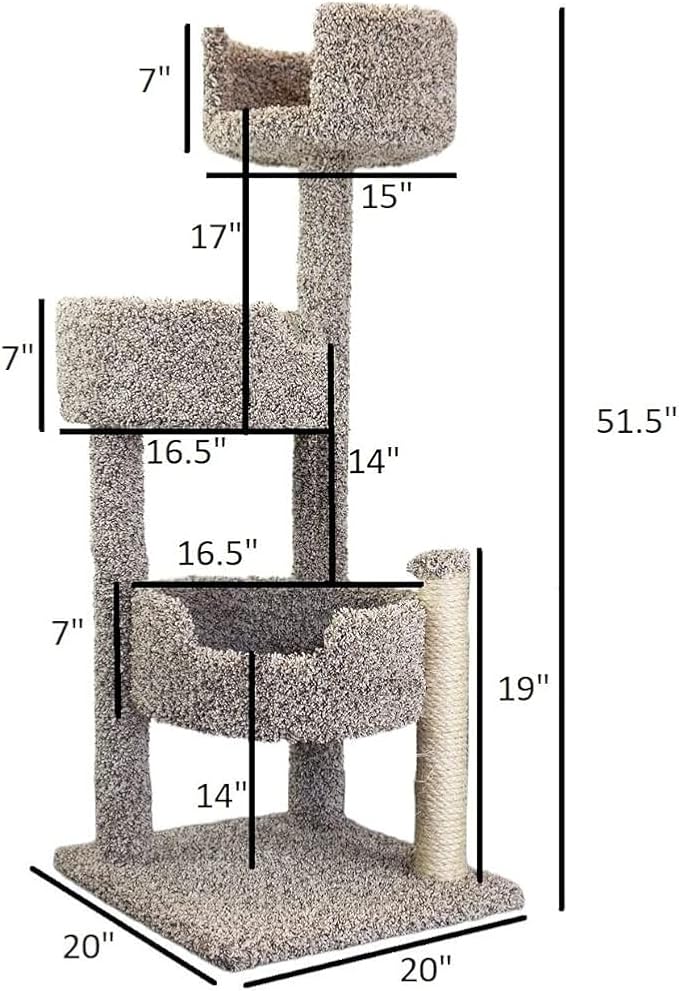 Maykoosh Southwestern Sanctuary Multi-Level Cat Cat Climbing Tower Cat Tree, Solid Wood and Carpet Construction, Modern Cat Tree with Scratch Post and Sturdy Base Speckled/26 L x 25" W x 49" H
