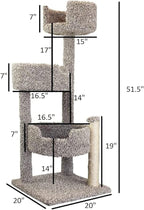 Maykoosh Southwestern Sanctuary Multi-Level Cat Cat Climbing Tower Cat Tree, Solid Wood and Carpet Construction, Modern Cat Tree with Scratch Post and Sturdy Base Speckled/26 L x 25" W x 49" H