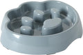 Gibson Home Curious Canines 9” Slow Feeder Dog Bowl, Paw Shaped Melamine Anti-Gulp Pet Bowl, Non-Slip, Dishwasher Safe, Blue