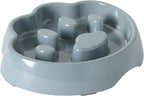 Gibson Home Curious Canines 9” Slow Feeder Dog Bowl, Paw Shaped Melamine Anti-Gulp Pet Bowl, Non-Slip, Dishwasher Safe, Blue