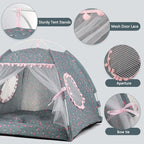 Pawstrip Dog Tent Indoor Cat House Pink Puppy Bed Portable Pet Teepe Princess Dog Camping Tent Outdoor Kitten Houses Cute Bunny Nest Girl Kitty Cave, Large (19.7" x 19.7" x 17.7")