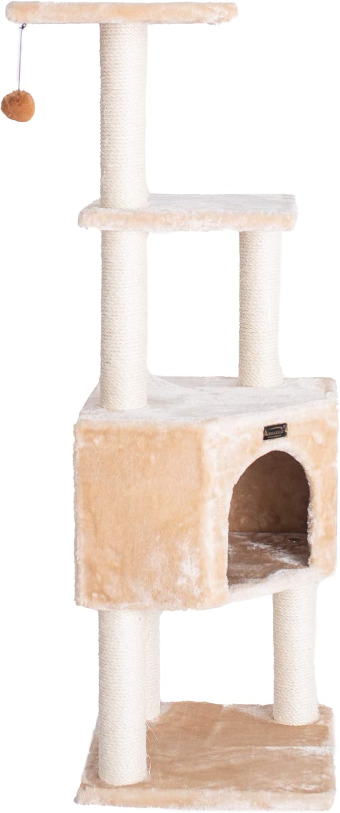 Armarkat 3 Levels Real Wood Cat Tower for Kittens Play 48 Height Beige A4801