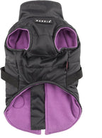 Puppia Mountaineer Winter Dog Coat with integrated harness No Pull Cold Weather Waterproof Warm Fleece Back Zipper for Small & Medium Dog, BLACK, X-Large