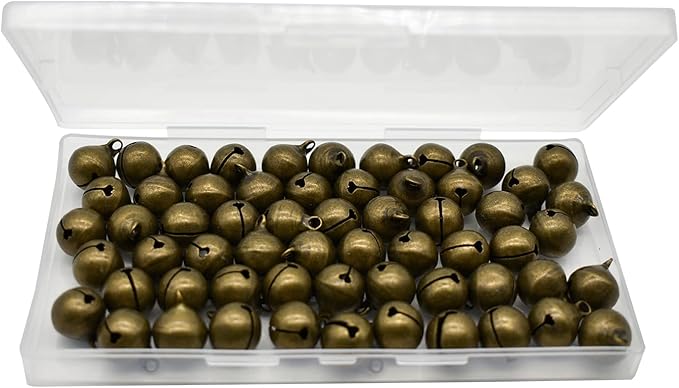 50Pcs 14mm Small Bronze Jingle Bell 5/9inches Mini Vintage Craft Bell Antique Brass Tinkle Bell for DIY Jewelry Pet Collar Dog Cat Toy Christmas Wedding Door Decoration