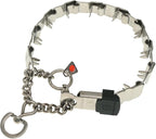 Herm Sprenger NeckTech Sport Dog Training Prong Collar with ClicLock Buckle on The Side No-Pull Collar with Swivel D-Ring Made in Germany (Stainless Steel, 19in (Neck Size up to 16in))