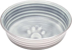 Loving Pets - Le BOL Dog Food Water Bowl Enamel Ceramic Bowl No Tip Stainless Steel Pet Bowl No Skid Spill Proof (Small, Parisian Gray)