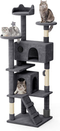 Magshion Cat Tree 77" Cats Tower for Indoor Cats, Multi-Level Cat Condo with Scratching Post, Top Perch, Sisal Board and Dangling Ball, Cat Stand Jumping Platform Kittens Pet Play House (Smoke Grey)