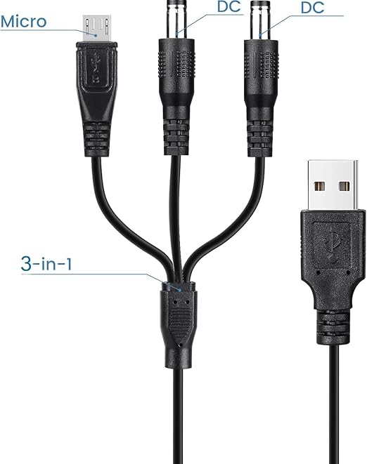 2-Pack Charger Cord for Bousnic Shock Collar RS2, RS2A and RS2B, 3-in-1 Fast-Charging Training Collar USB Cable