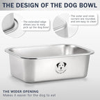Stainless Steel Dog Bowls for Large Dogs, High Capacity Metal Dog Food Bowls, Food and Water Bowl for Larges, X-Large, and Big Dogs 1.25 Gallons