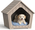 Indoor Dog House for Puppy, Durable Small Dog House Outdoor, Waterproof and Scratch Resistant Animal Shelter with Air Vents and Elevated Floor, Easy Installation and Clean (Deep Grey)