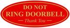 All Quality Oval DO NOT Ring DOORBELL Thank You Sign - Red/Gold Large 1 Pack