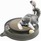 AUOON Cat Scratcher Toy with Ball Track - 3 in 1 Interactive Cat Toy, Cat Scratch Pad with Cat Ball Toy and Plush Cat Mouse Toy for Indoor Cats and Kittens (Gray)
